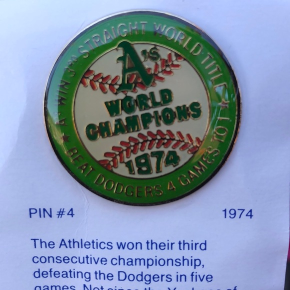 1974 & 1989 A’s pin world champions Unocal. - Picture 2 of 6